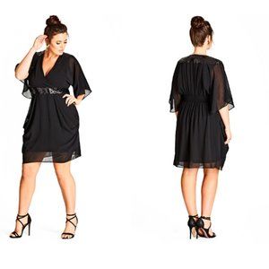 City Chic Pink Sequin Wrap Dress - black